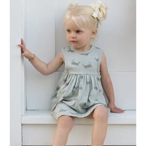 Rylee + Cru Gray Whale Print Dress